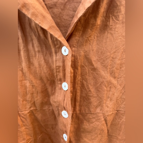 Quince Terracotta Linen button down Dress - Picture 6 of 16